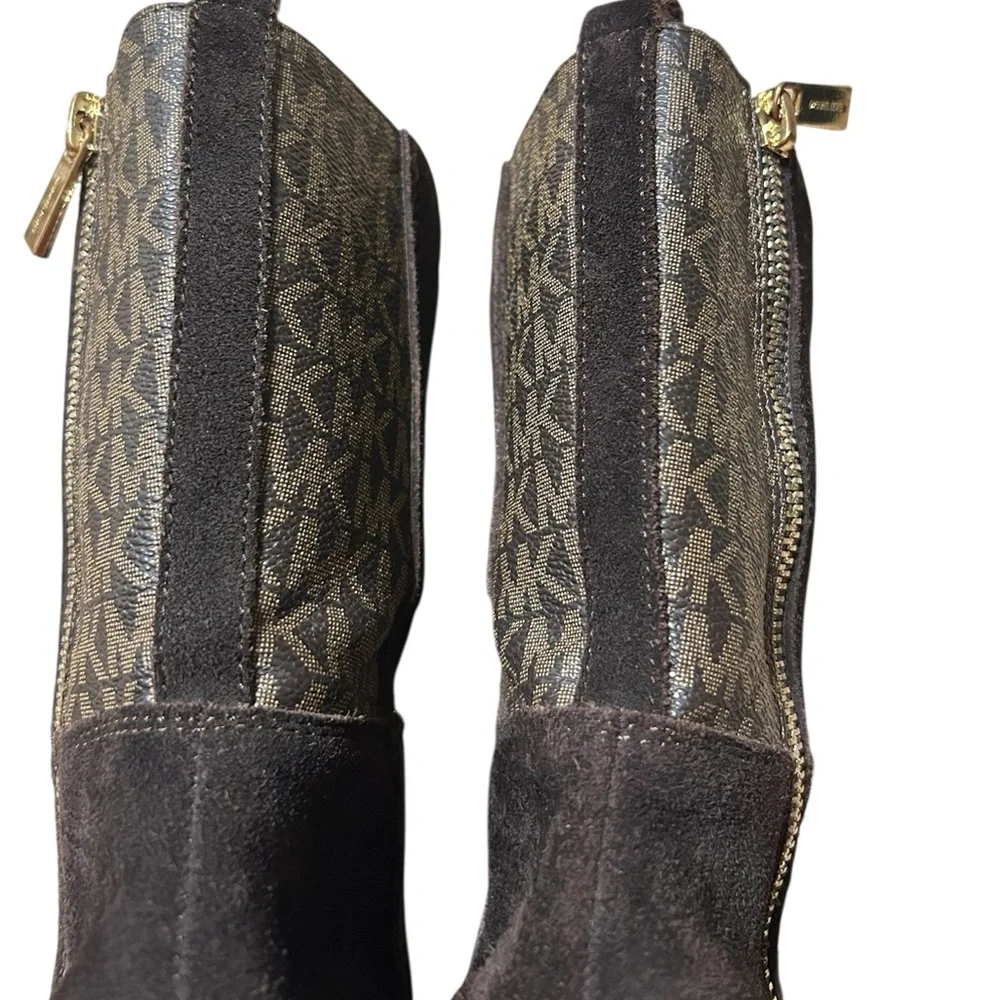 Michael Kors Girl’s Finley Makysa Brown Leather & Suede Boots